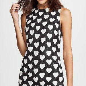 NWT Alice + Olivia Heart Mini Dress! Black and white sequins Sz 0